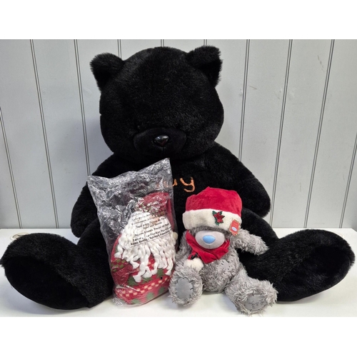 4865 - A giant teddy bear, a smaller Christmas bear & a Santa door stopper. Giant bear dimensions(cm) H97, ... 