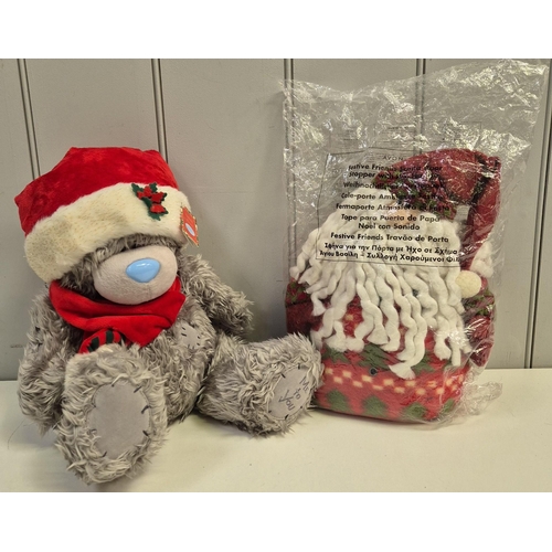 4865 - A giant teddy bear, a smaller Christmas bear & a Santa door stopper. Giant bear dimensions(cm) H97, ... 