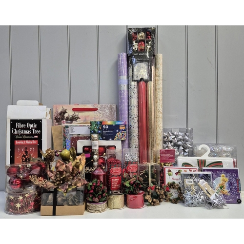 4867 - A large selection of new(mostly) Christmas items. To include lights, baubles, wrapping, bows, candle... 