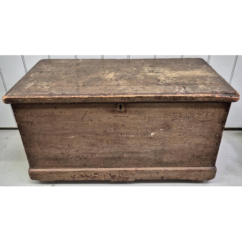 4874 - Two antique storage trunks. Dimensions(cm) H51/43, W93/89, D48/45. A/F condition.