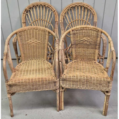 4876 - Two pairs of vintage bamboo & cane chairs. Dimensions(cm) H96(40 to seat), W58, D75 & H81(46 to seat... 