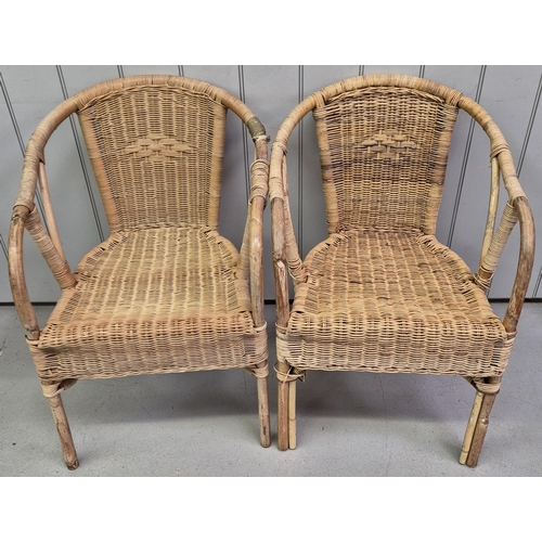 4876 - Two pairs of vintage bamboo & cane chairs. Dimensions(cm) H96(40 to seat), W58, D75 & H81(46 to seat... 