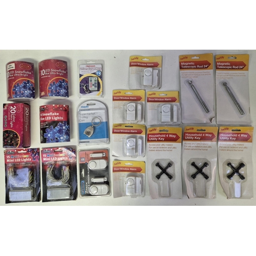 4955 - A selection of new/packaged household items. To include 6 packs of LED fairy lights, 6 door/window a... 