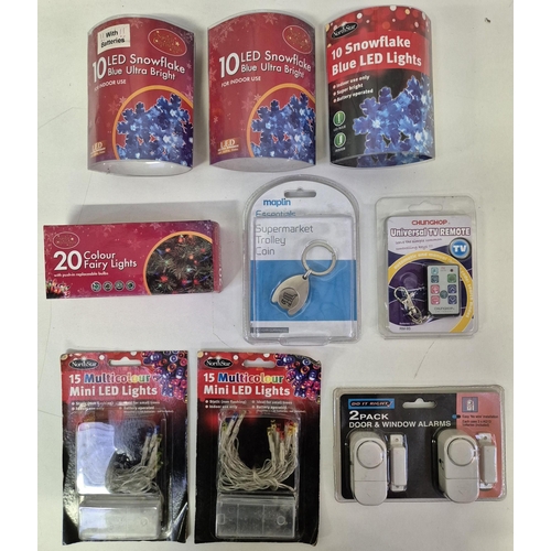 4955 - A selection of new/packaged household items. To include 6 packs of LED fairy lights, 6 door/window a... 