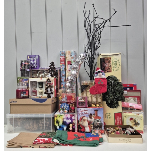 5893 - A large selection of new(mostly) Christmas items. To include lights, baubles, wrapping, bows, candle... 