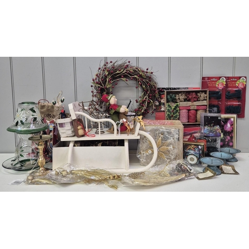 5897 - A large selection of new(mostly) Christmas items. To include lights, baubles, wrapping, bows, candle... 