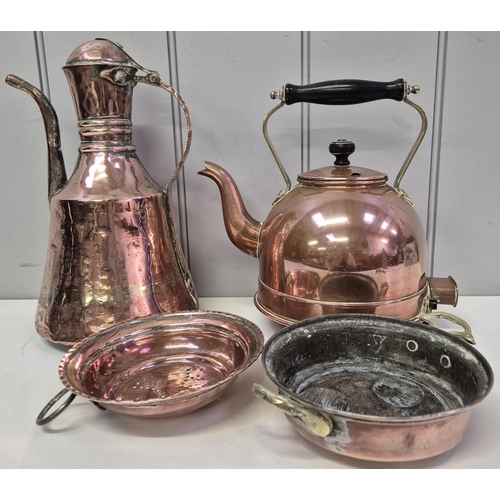 5845 - A mixed lot of vintage copper & brass cookware. To include an older example & an early electric vers... 