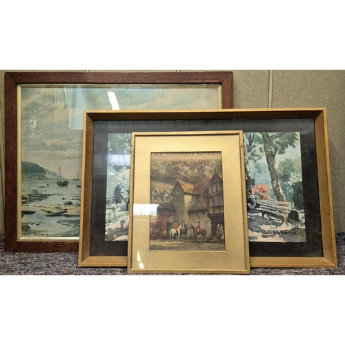 5826 - A collection of three vintage framed prints. Artists include John Donaldson & J E Warfield. Framed d... 