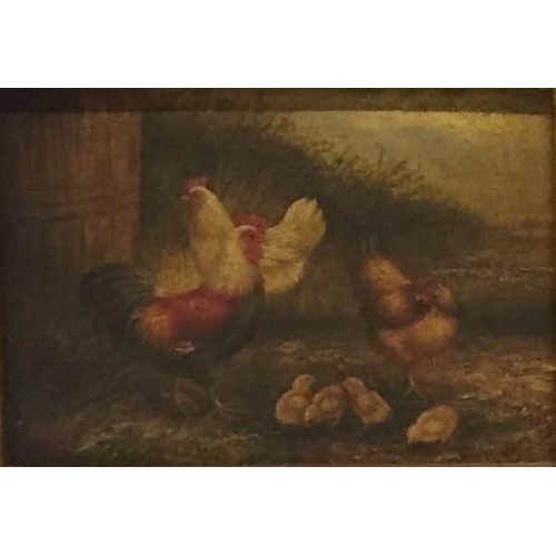 5890 - A pair of ornately framed, likely 19th century, oils on canvas, depicting farmyard scenes, in the st... 