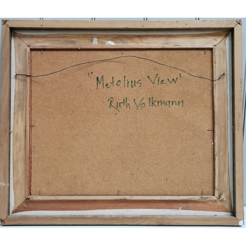 5912 - An original, framed acrylic on board, by Ruth Volkmann (USA 1954-2013), entitled 'Metolius View'. Fr... 