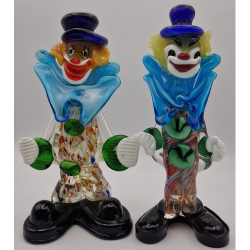 5966 - A pair of vintage Murano clowns. Dimensions(cm) H19.5/20, W9.5/7.5, D7.5/6.