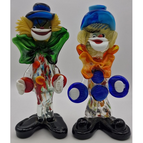 5969 - A pair of vintage Murano clowns. Dimensions(cm) H21/21, W8/8.5, D7/6.5.