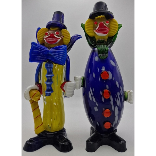 5971 - A pair of vintage Murano clowns. Dimensions(cm) H24/25.5, W9/9.5, D8/7.5.