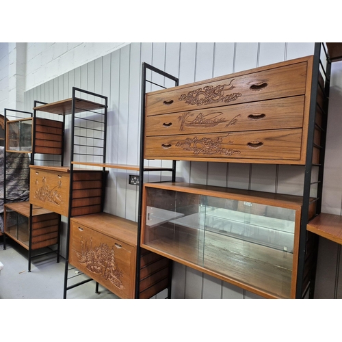 6234 - A large quantity of mid-century, Ladderax-style, modular shelving, with the addition of several uniq... 