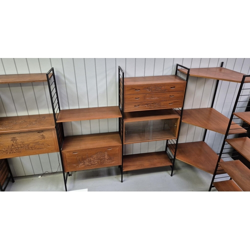 6234 - A large quantity of mid-century, Ladderax-style, modular shelving, with the addition of several uniq... 