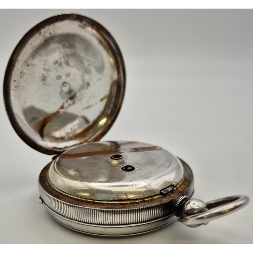 6285 - A sterling silver, Swiss made, cased pocket watch, in A/F condition. Hallmarked as imported 925 silv... 