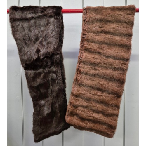 6318 - Two real fur shawls, with original Rackhams box. Lengths 153cm & 162cm.