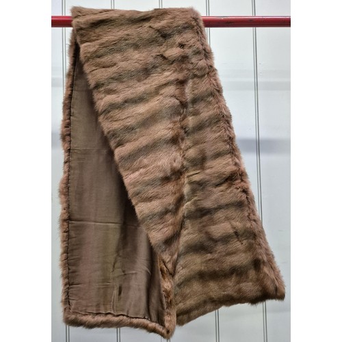 6318 - Two real fur shawls, with original Rackhams box. Lengths 153cm & 162cm.