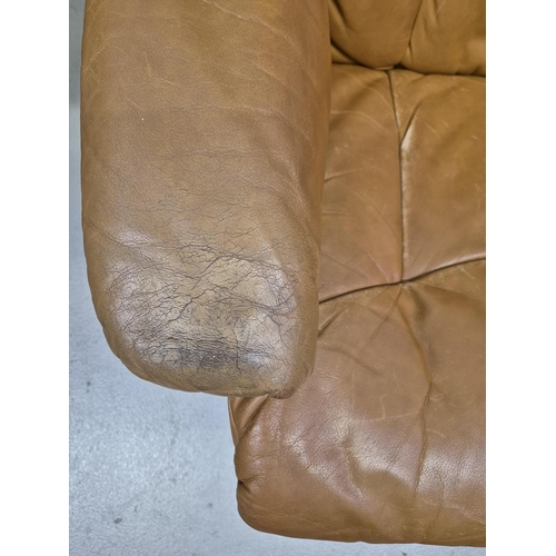 6325 - A Swedish leather stressless chair & matching footstool, by Anderssons. Respective dimensions(cm) H9... 