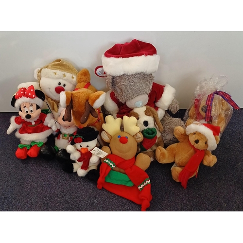 5835 - A collection of 10 Christmas soft toys.