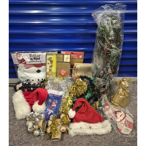 5930 - A large selection of new(mostly) Christmas items. To include 165cm tree, lights, baubles, wrapping, ... 