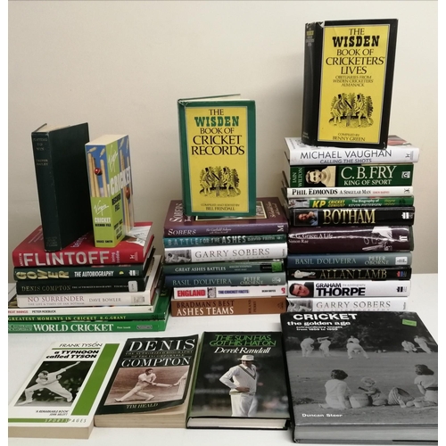 3169 - A collection of thirty-two cricketing books. To include historical, reference & biographies.