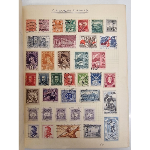 4806 - A vintage stamp album, containing a good quantity of worldwide stamps.