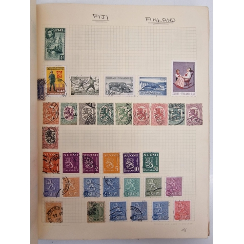 4806 - A vintage stamp album, containing a good quantity of worldwide stamps.