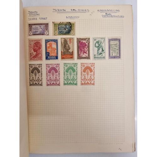 4806 - A vintage stamp album, containing a good quantity of worldwide stamps.