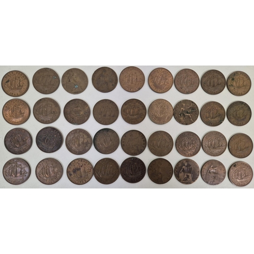 4832 - A decorative box of GB/European coinage, together with four bread tokens. GB coins include 8 half-cr... 