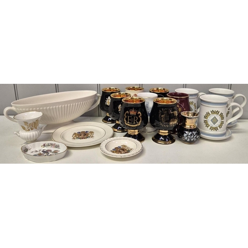 4838 - A collection of 17 pieces of (mostly) ceramic Royal memorabilia. To include Prinknash goblets, Wedgw... 