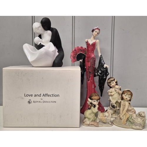 4840 - A collection of 5 good quality figurines. To include a boxed Royal Doulton 'Gift of Love' couple wit... 