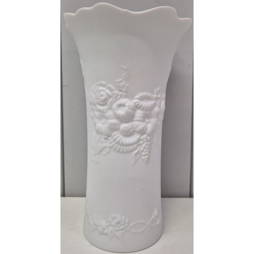 4845 - Two vintage 'Kaiser', West German bisque porcelain vases. Each with embossed detail & glazed interio... 