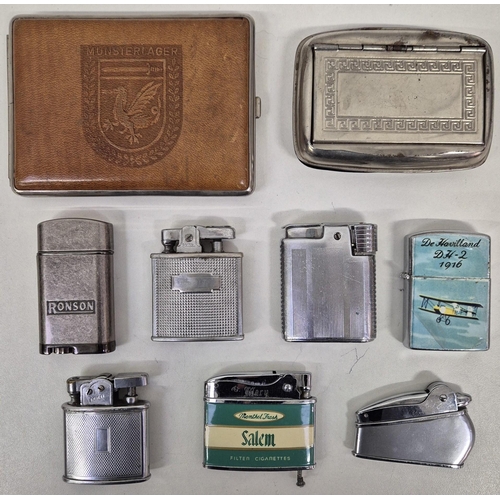 4858 - A mixed lot of 2 vintage cigarette cases & 7 lighters. To include 3 Ronson examples, Polo, Crown Des... 