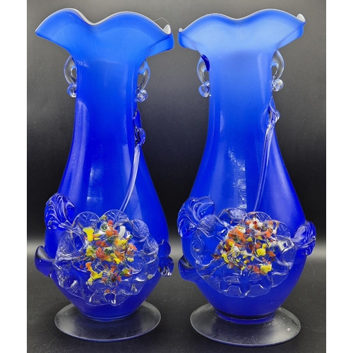 4895 - A mixed lot of decorative glass & ceramic items. To include a pair of 1970's Murano-style blue glass... 