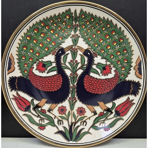 4911 - A trio of Greek, handmade, 24K gold-trimmed, collector's plates, by Neofitou. Diameter 21cm.