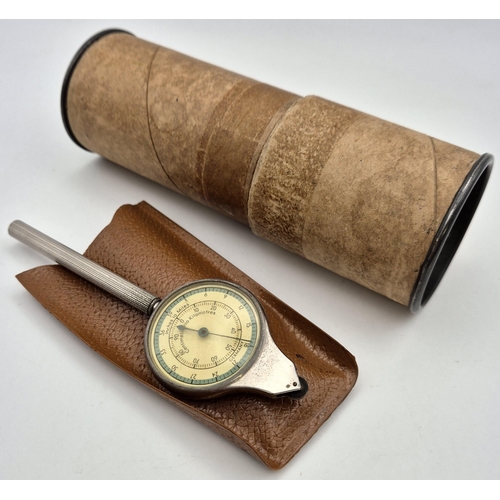 4803 - A vintage dial test indicator, with leather wallet & protective case. Length 13.5cm.