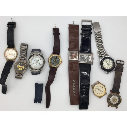 4818 - A collection of 9 vintage ladies watches. Makers include  'Lorus', 'Times', etc. Condition A/F.