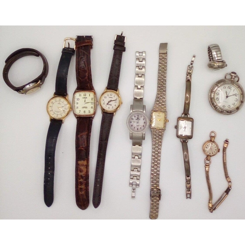 4820 - A collection of 10 vintage ladies watches. To include a 'Zodiac' rolled gold example, pocket watch, ... 