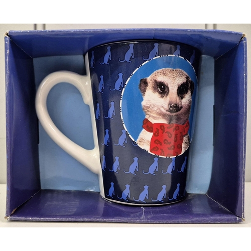 4830 - A collection of boxed, fun tableware. To include Mr Grumpy mug, Meerkat mug &  a set of four Magpie ... 