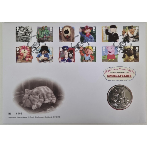 4903 - A collection of 6 coin/stamp collectible covers. To include 5 Royal-related & Bagpuss.