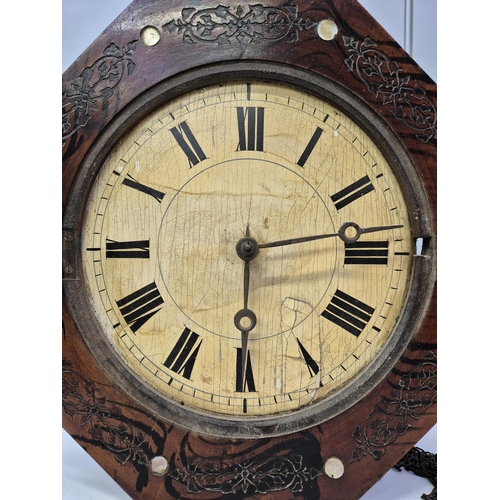 4925 - A Victorian, Octagonal wag on the wall clock. Untested. Dimensions(cm) H33, W33, D21. A/F condition.