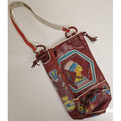 5954 - A vintage, hand crafted Egyptian leather bottle bag.