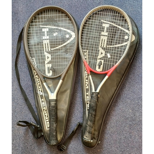 6295 - A pair of 'Head' tennis rackets, with covers. Models S6-Extra Long & T152-S2.