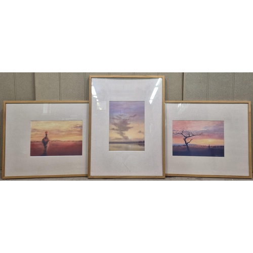 15 - A collection of three framed, African scene prints. To include two by Tony Hudson. Framed dimensions... 