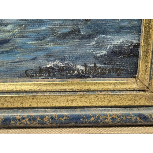 70 - A framed, original oil on canvas, depicting the schooner 'Vagrant'. Signed by the artist 'C M Goulst... 