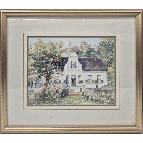 79 - Lorraine England framed watercolour of 'De Hoop op Constantia'. Complete with original purchase rece... 