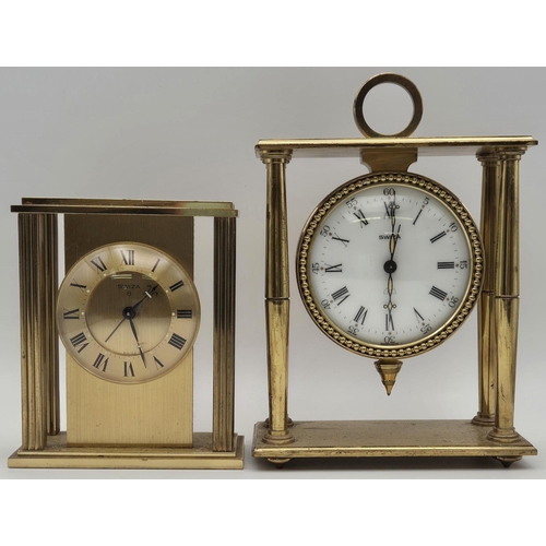 107 - A collection of four brass Carriage/Mantel clocks, all by 'Swiza'. Tallest 15.5cm.