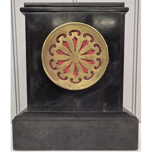 119 - An Edwardian Bracher & Sydenham slate & marble mantle clock. Complete with key. Mechanism stamped '9... 