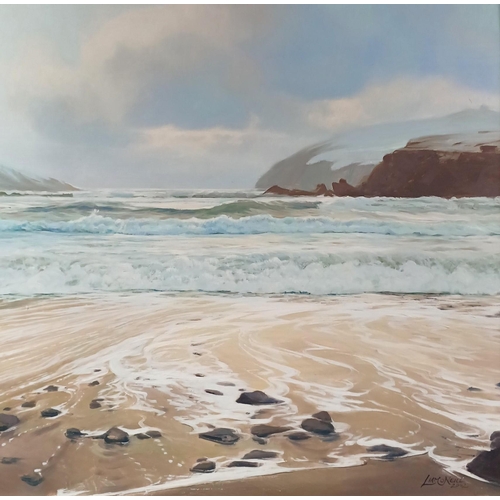 136 - A large framed original seascape, signed by the artist Liam O'Neill, together with a framed print by... 